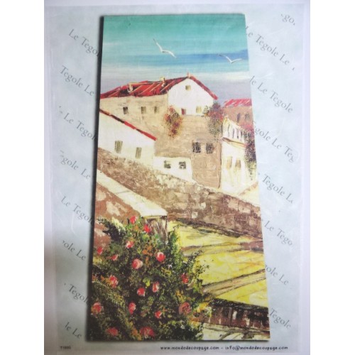 Carta di riso disegnata per decoupage con paesaggio adatto per tegole