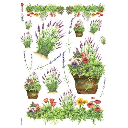 carta di riso per decoupage 32x45 fiori di campo