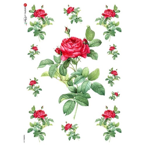 carta di riso per decoupage 32x45 rose rosse