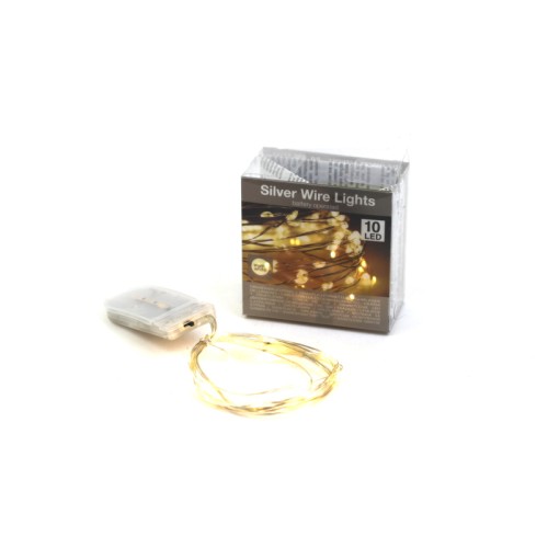 filo di 10 luci miniled bianche caldo filo col. silver