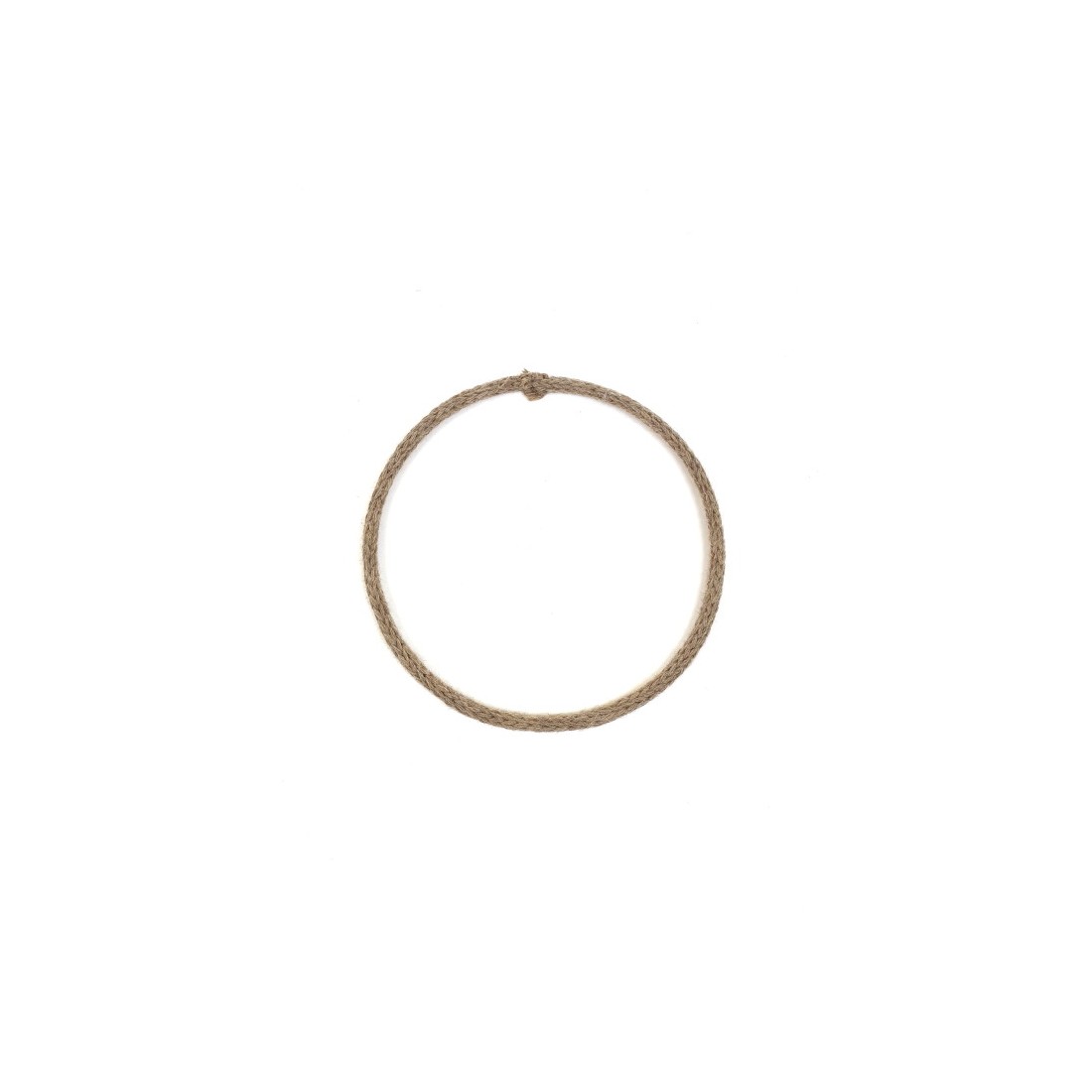 Cerchio in metallo diam. cm 16 (saldato) con corda in lana tubolare marrone  melange