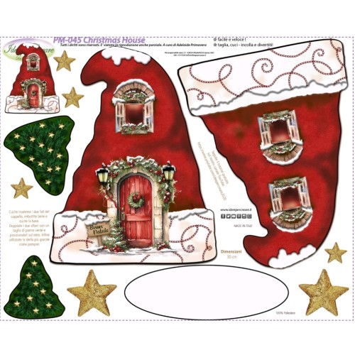 Pannello stampato Christmas house cm 50x40 su pannolenci mm 1