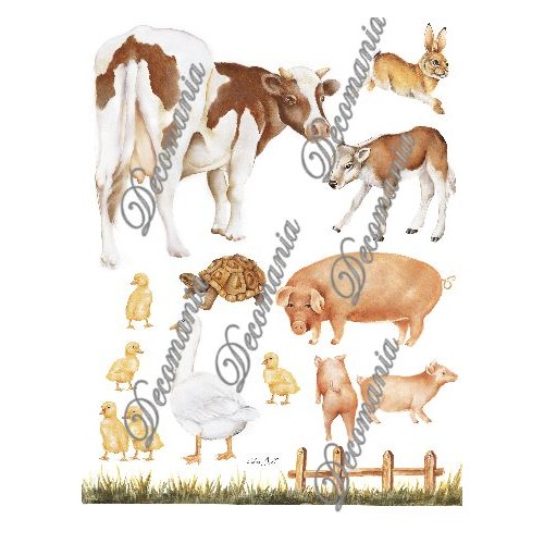 Carta de decoupage cm 30x42 animali fattoria 2 grandi