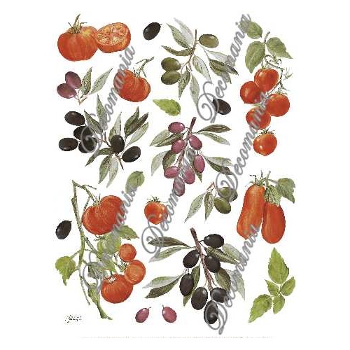 carta decoupage cm 30x42 pomodori ed olive grandi