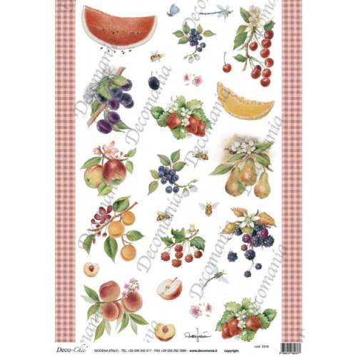 carta di riso per decoupage 35x50 frutta mista