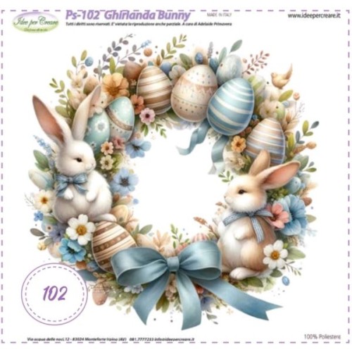 Pannello stampato Ghirlanda bunny cm 25x25 su pannolenci mm 1