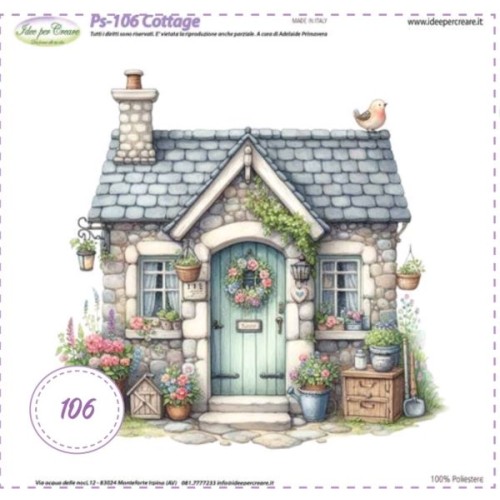 Pannello stampato Cottage cm 25x25 su pannolenci mm 1