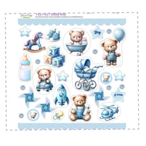 Feltro 2 mm stampato baby boy cm 50x50