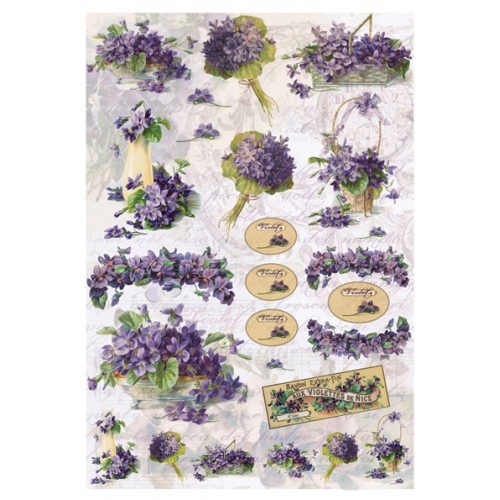 carta di riso per decoupage 33x48 viole e violette