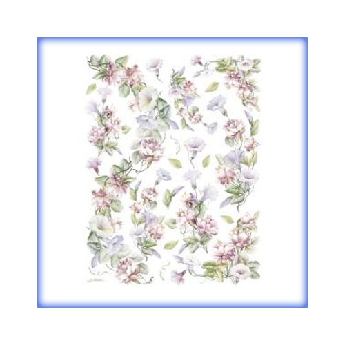 carta da decoupage cm 30x42 fuxie e campanule piccoli