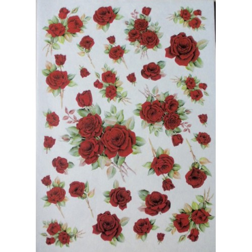 carta di riso per decoupage 30x42 rose rosse